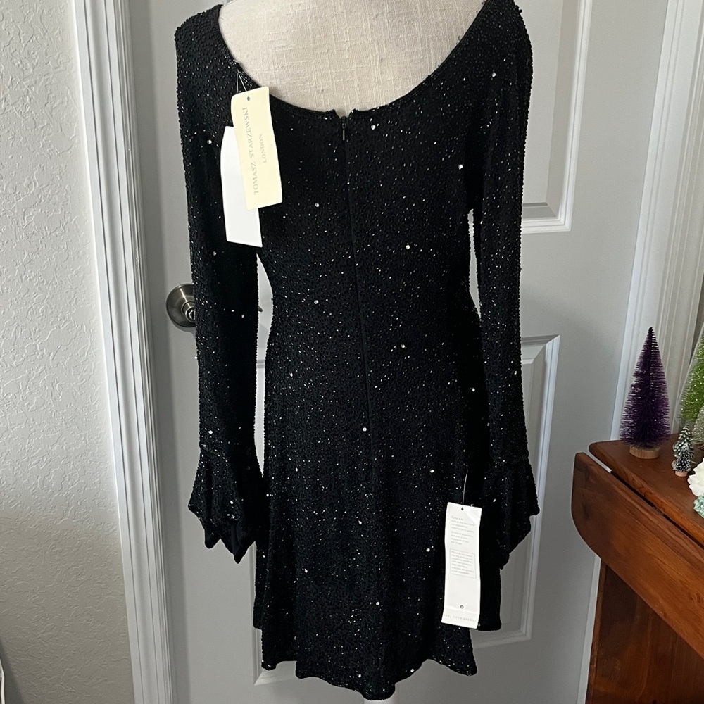 Tomasz Starzewski London Designer Handbeaded Formal Dress VTG NWT cdd-22 sz 14